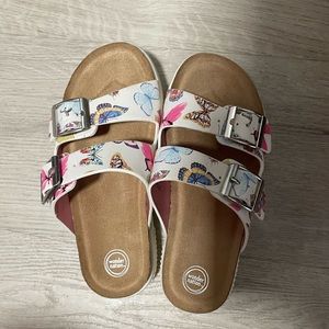 Wonder Nation Girls Two Buckle Sandal with butterfly Pattens